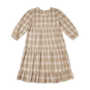 Rylee + Cru Tan Plaid Kids Casual Dress